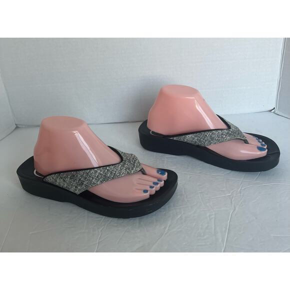 AEROTHOTIC Original Orthotic Comfort Thong Sandal Flip Flops Gray Straps Sz 9 - Picture 2 of 13